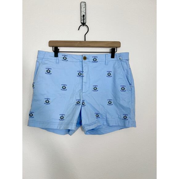 Tommy Hilfiger Light Blue Embroidered Logo Shorts Women’s 12 - Picture 1 of 7